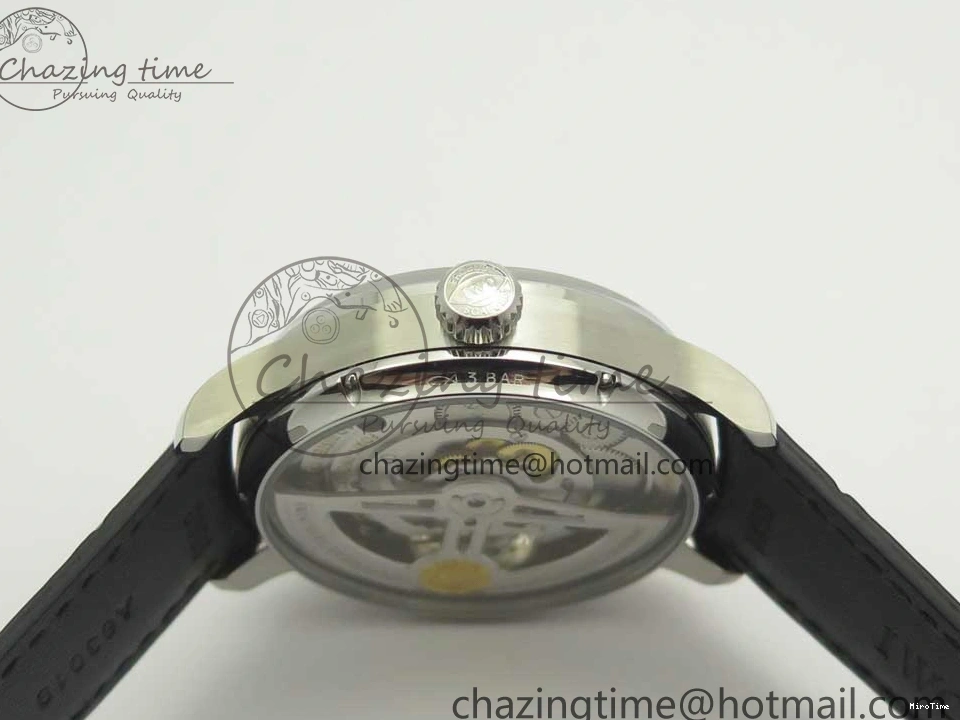 MIROTIME 0331 Upgraded Portuguese Flying Tourbillon SS White Dial 2 Sub Dials on Black Leather Strap 7161